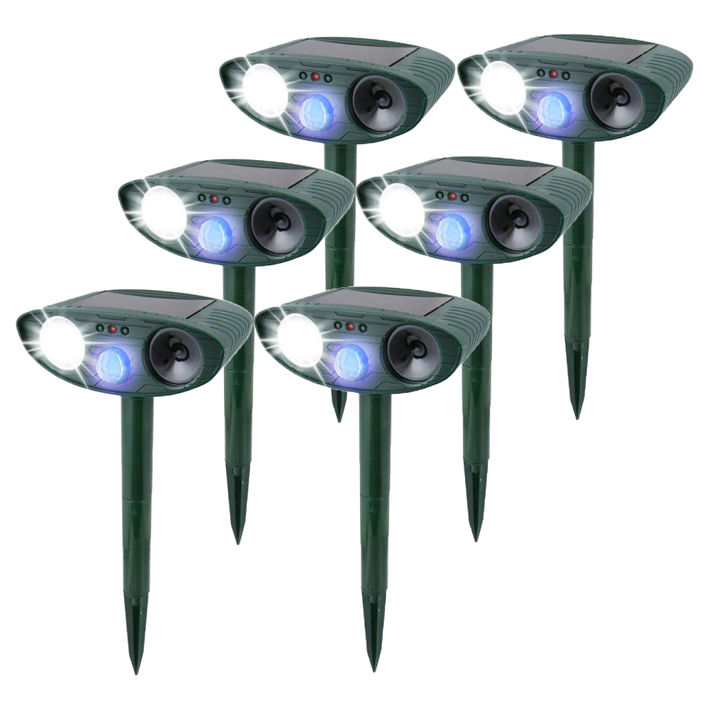 Motion-Activated Rabbit Deterrent with Ultrasonic Sound and Flashing Light, Solar Powered