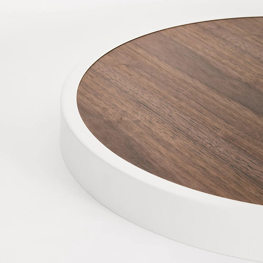 HavenCraft Round Wood & White Ceiling Canopy Plate 20", Modern Living Room Ceiling Lights Base