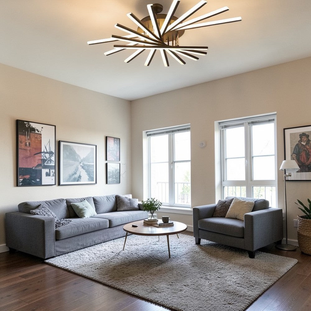 NovaBeam Modern LED Linear Ceiling Light 47" Black & White, Living Room Ceiling Lights