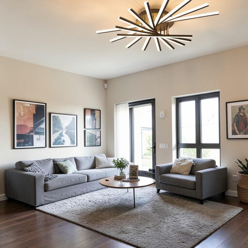 NovaBeam Modern LED Linear Ceiling Light 47" Black & White, Living Room Ceiling Lights