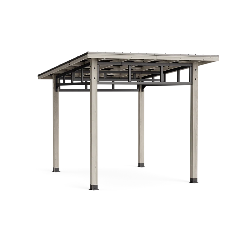 Modern Edge 12x9.3 Cedar Outdoor Gazebo with Aluminum Roof Ash Gray & Black Frame, Patio Shelter