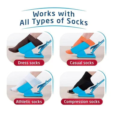 Sock Aid Tool with Curved Cradle and Extended Handle, Foldable Design