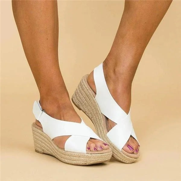 Orthopedic Wedge Sandals with Adjustable Cross Straps and Arch Support