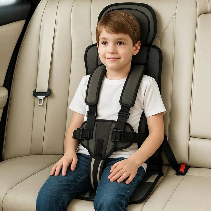 Portable Travel Seat with Five-Point Harness and Machine Washable Fabric for Children Ages 1-14
