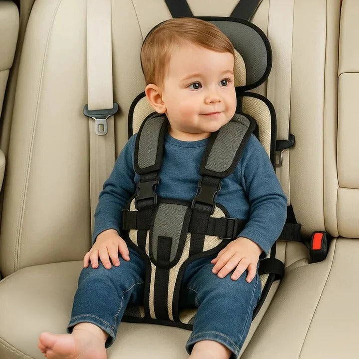 Portable Travel Seat with Five-Point Harness and Machine Washable Fabric for Children Ages 1-14