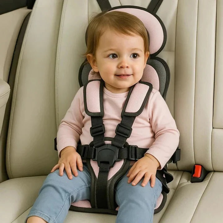 Portable Travel Seat with Five-Point Harness and Machine Washable Fabric for Children Ages 1-14