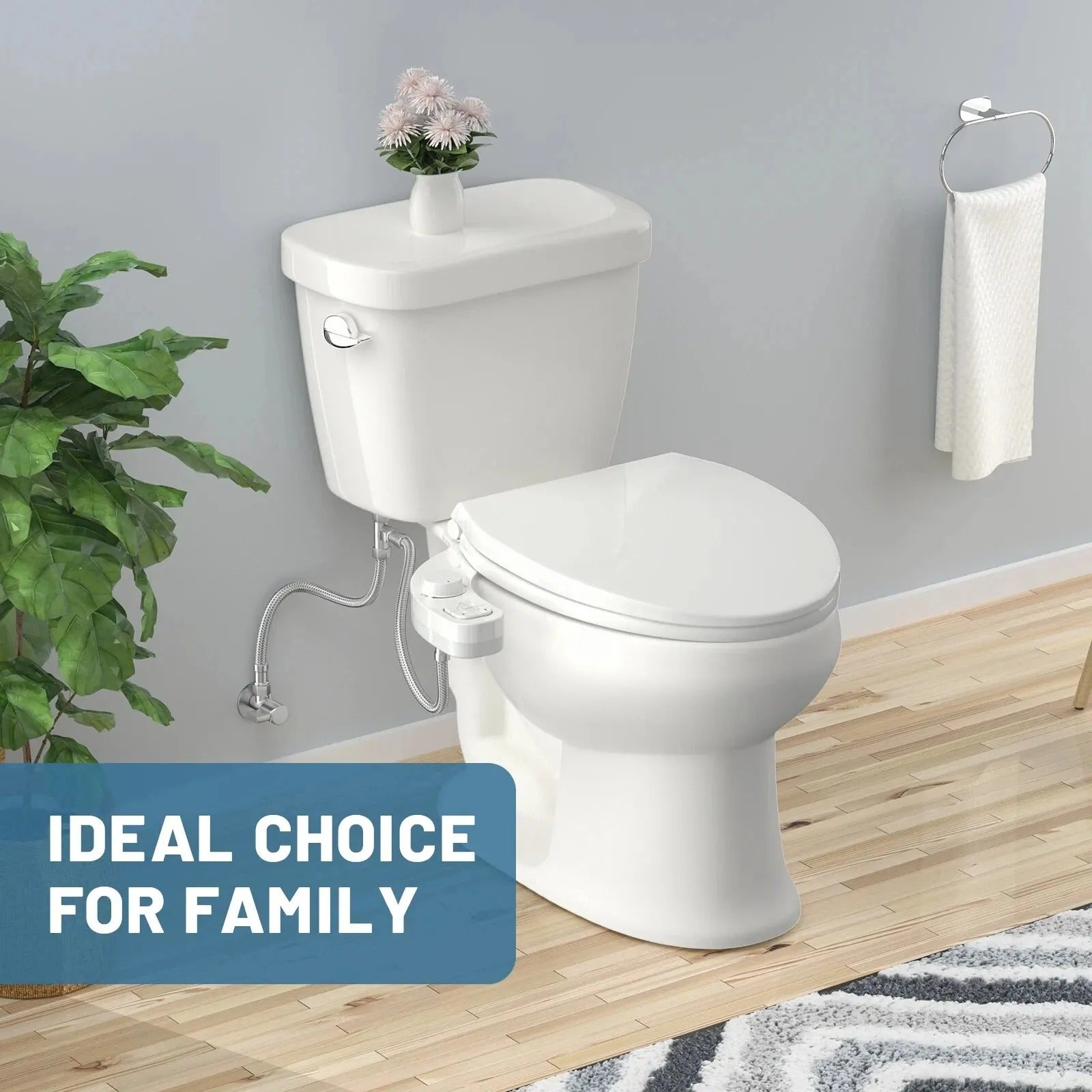 Dual Nozzle Bidet Attachment with Adjustable Pressure and Self Cleaning