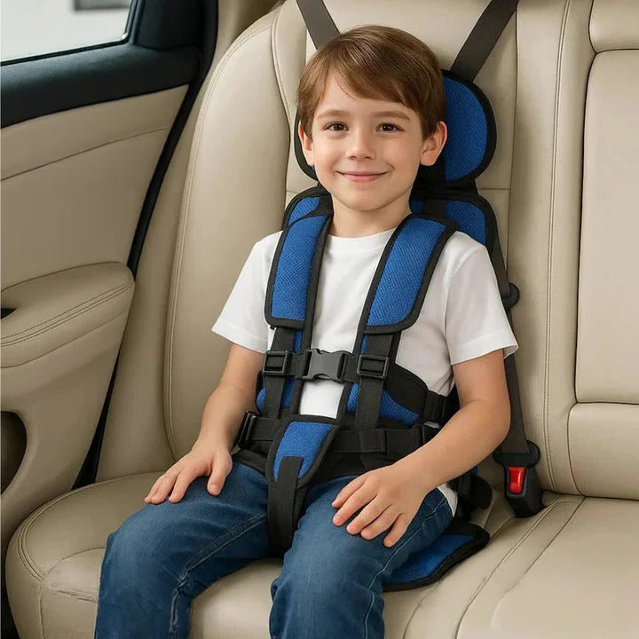 Portable Travel Seat with Five-Point Harness and Machine Washable Fabric for Children Ages 1-14