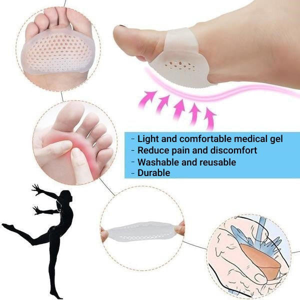 Gel Metatarsal Pads with Ventilated Cooling Gel and Adhesive Backing, Latex-Free