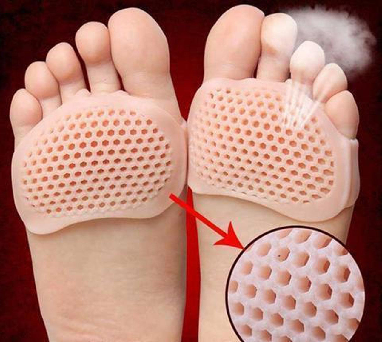 Gel Metatarsal Pads with Ventilated Cooling Gel and Adhesive Backing, Latex-Free