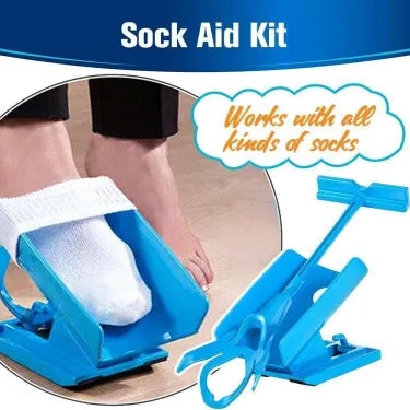 Sock Aid Tool with Curved Cradle and Extended Handle, Foldable Design