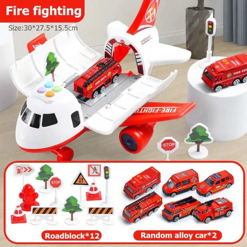 Friction Powered Airplane with Light and Sound Effects, 20-Piece Set for Ages 3-12