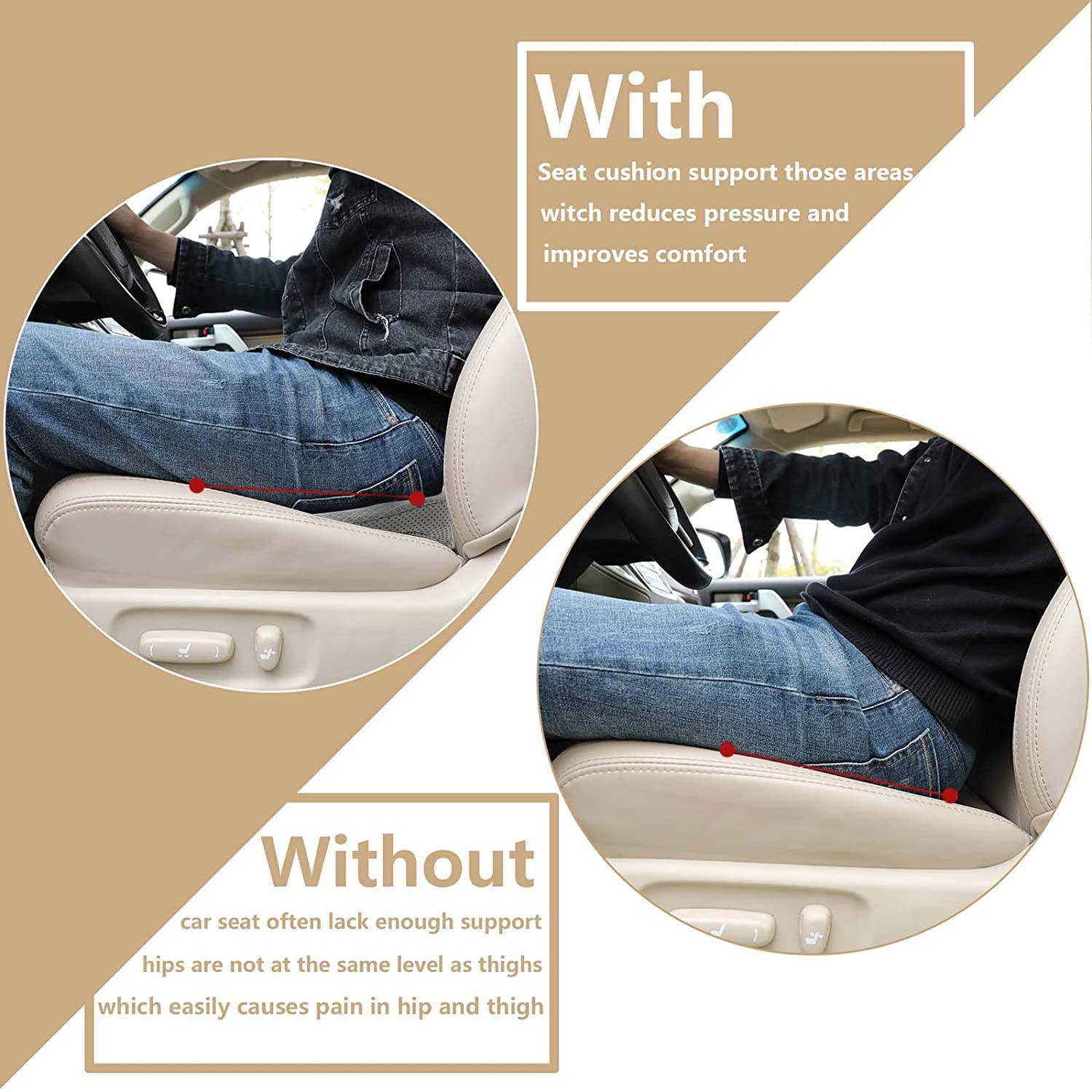 Memory Foam Car Seat Cushion with 3.5 Inch Lift and Lumbar Support, Washable Cover