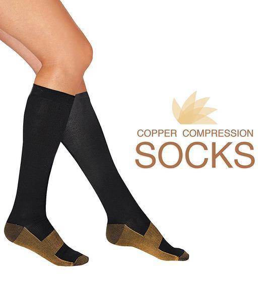 Compression Socks with Copper Infused Fabric and Graduated Pressure, 7 Pairs