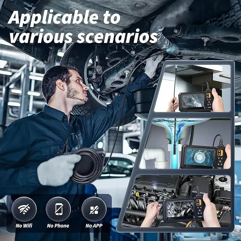 1080P HD Inspection Camera with 4.3 Inch Screen and Adjustable LED Lights, IP67 Waterproof