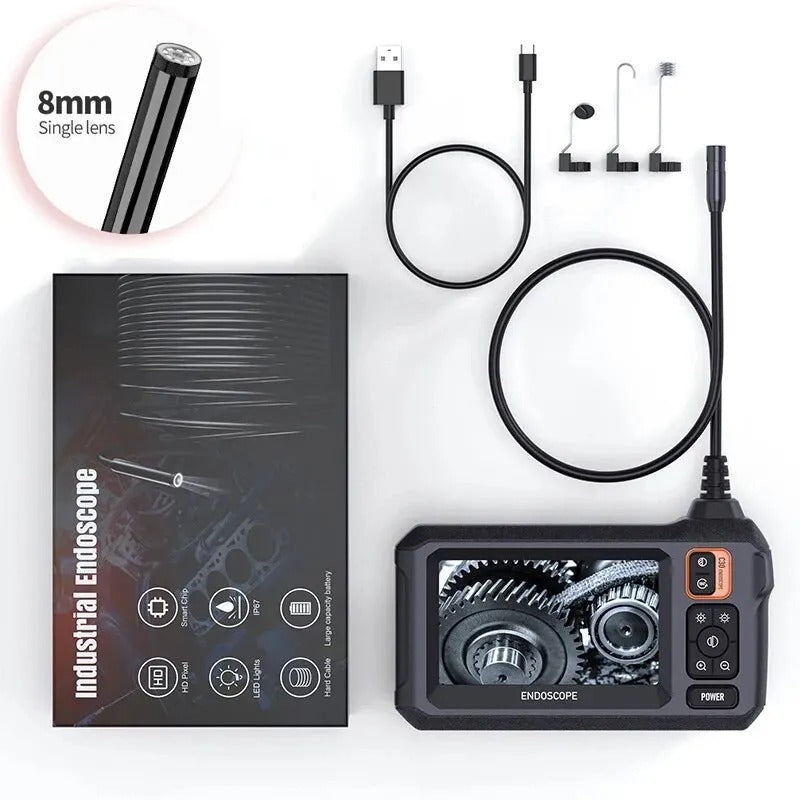 1080P HD Inspection Camera with 4.3 Inch Screen and Adjustable LED Lights, IP67 Waterproof