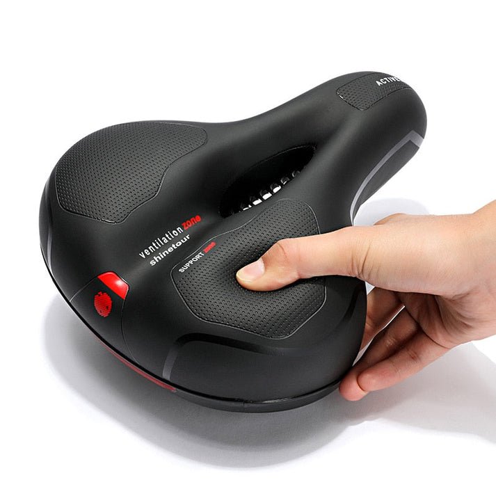 Gel Bike Saddle with Ergonomic Contour and Waterproof Design, Rear Reflector