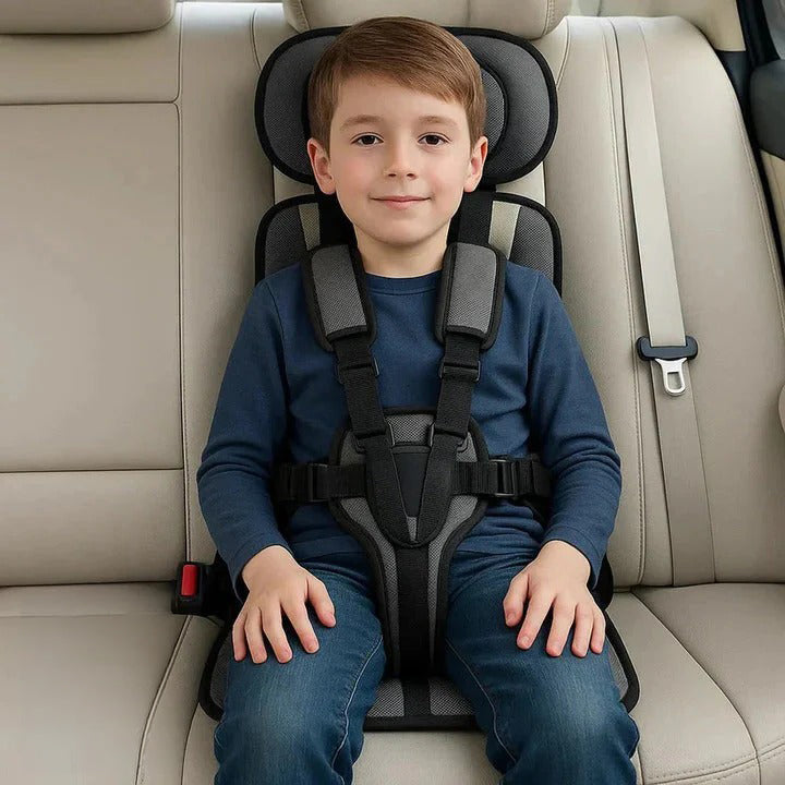 Portable Travel Seat with Five-Point Harness and Machine Washable Fabric for Children Ages 1-14