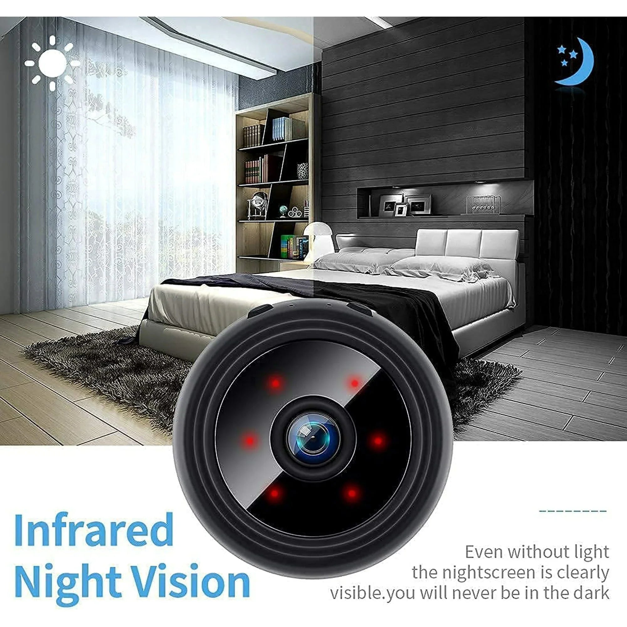 Wireless 1080P Camera with Night Vision and Motion Detection, Magnetic Base