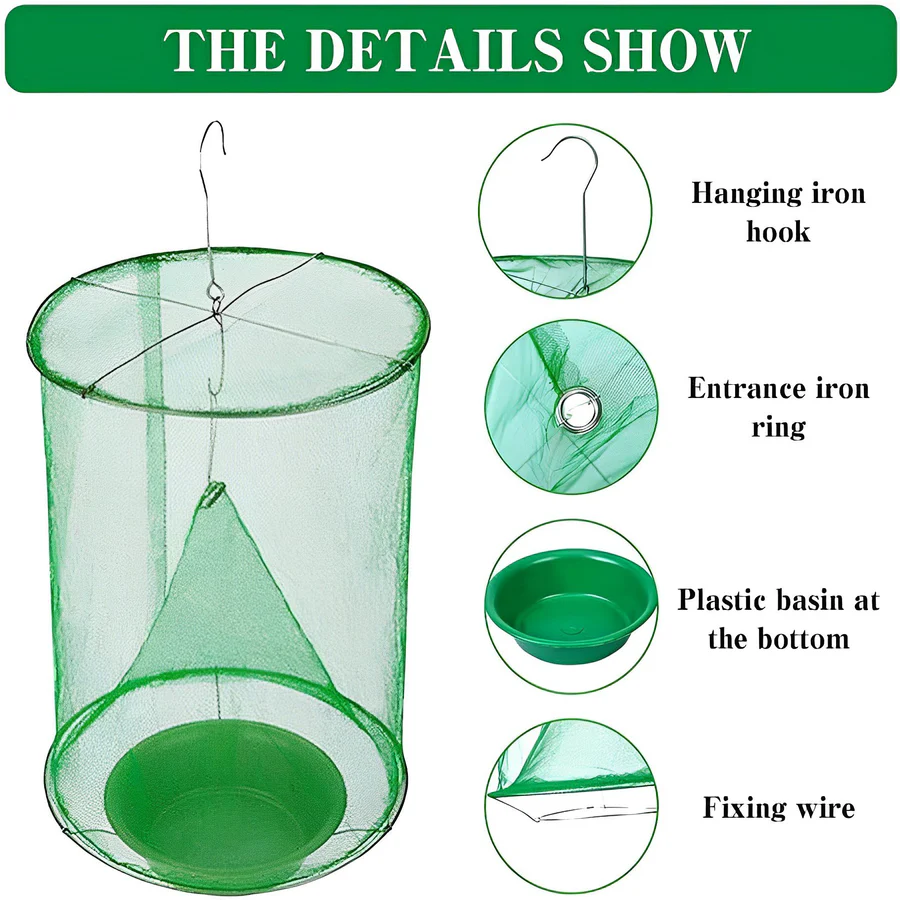 Expandable Fly Trap with Natural Bait Units and High-Capacity Chamber