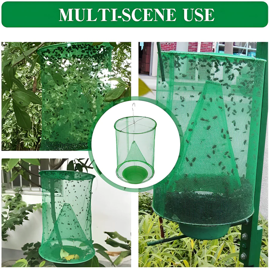Expandable Fly Trap with Natural Bait Units and High-Capacity Chamber