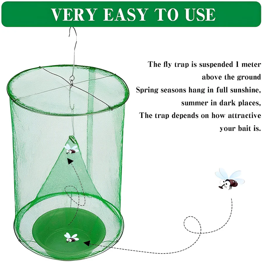 Expandable Fly Trap with Natural Bait Units and High-Capacity Chamber