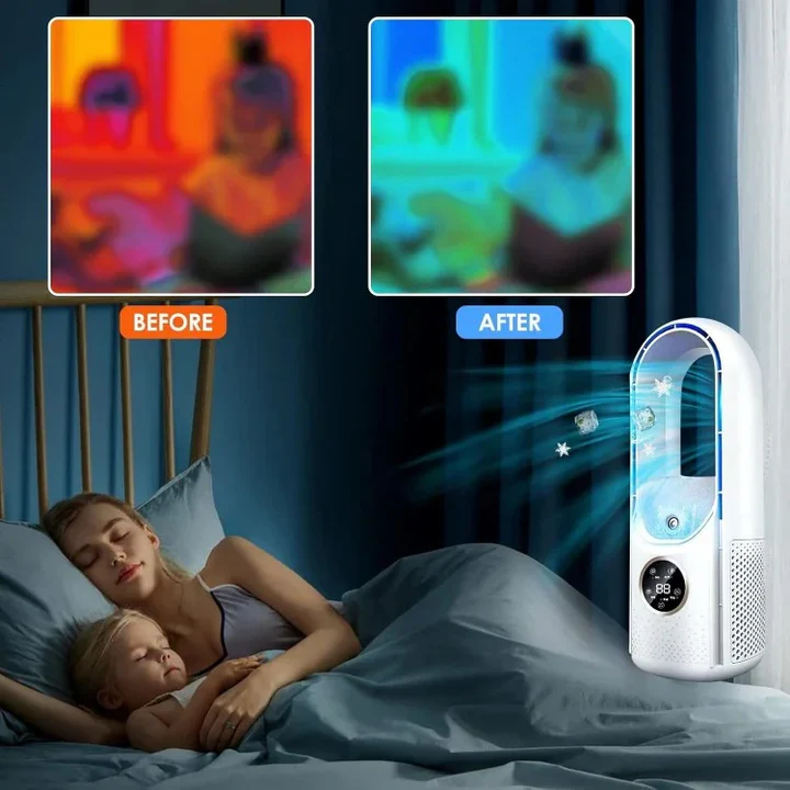 Portable Bladeless Air Conditioner with Quiet Cooling and Multiple Fan Speeds