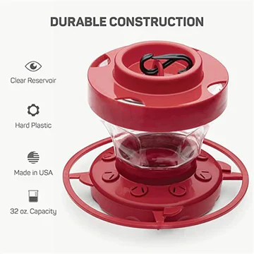 Hummingbird Feeder with Ant Moat and Eight Feeding Ports, Bee Proof Design