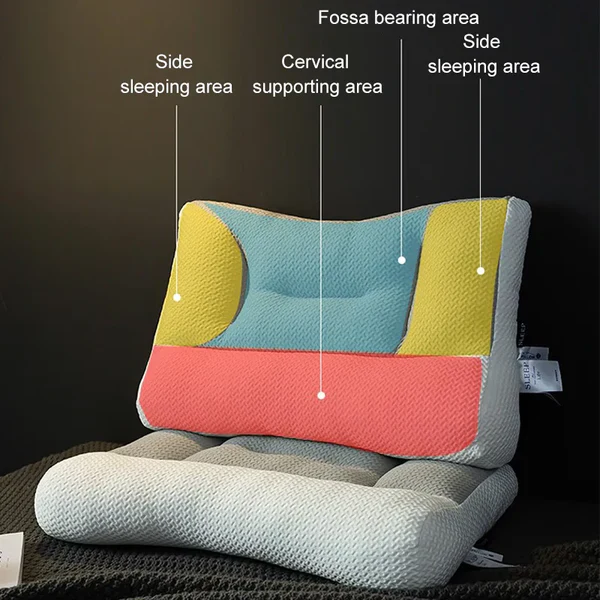 Contoured Neck Pillow with Ergonomic Support and Recessed Ear Space, Machine Washable