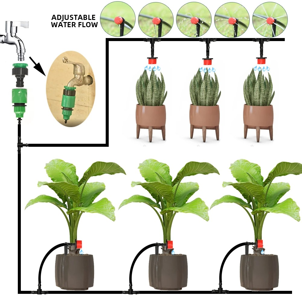 Automatic Garden Watering System with Programmable Timer and Pressure Regulator