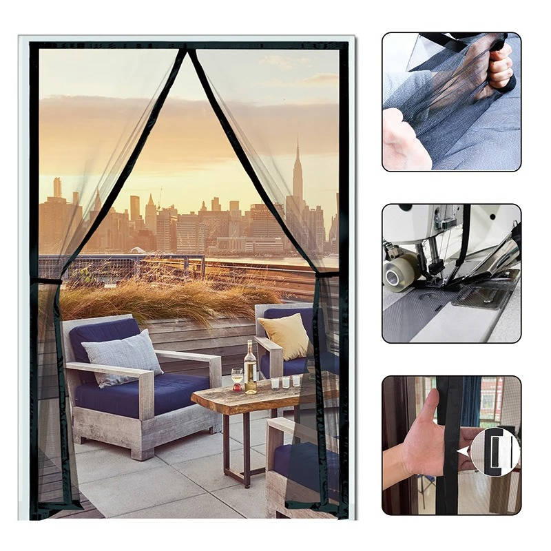 Magnetic Screen Door with Auto-Close Panels and Insect Mesh, Custom Fit