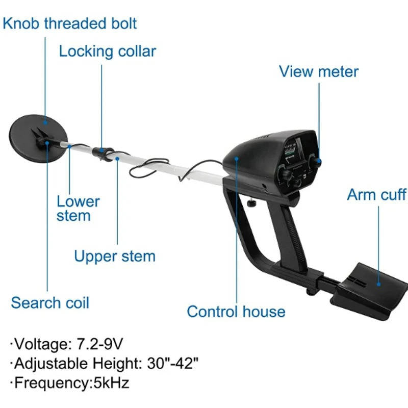 Metal Detector with Dual Detection Modes and Waterproof Search Coil, Adjustable Height