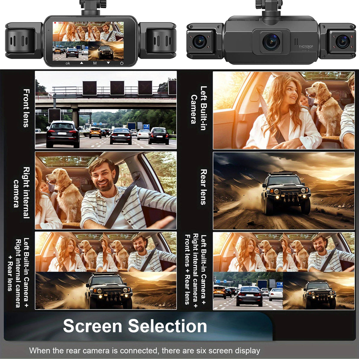 Four Camera Dash Cam System with Infrared Night Vision and Motion Detection