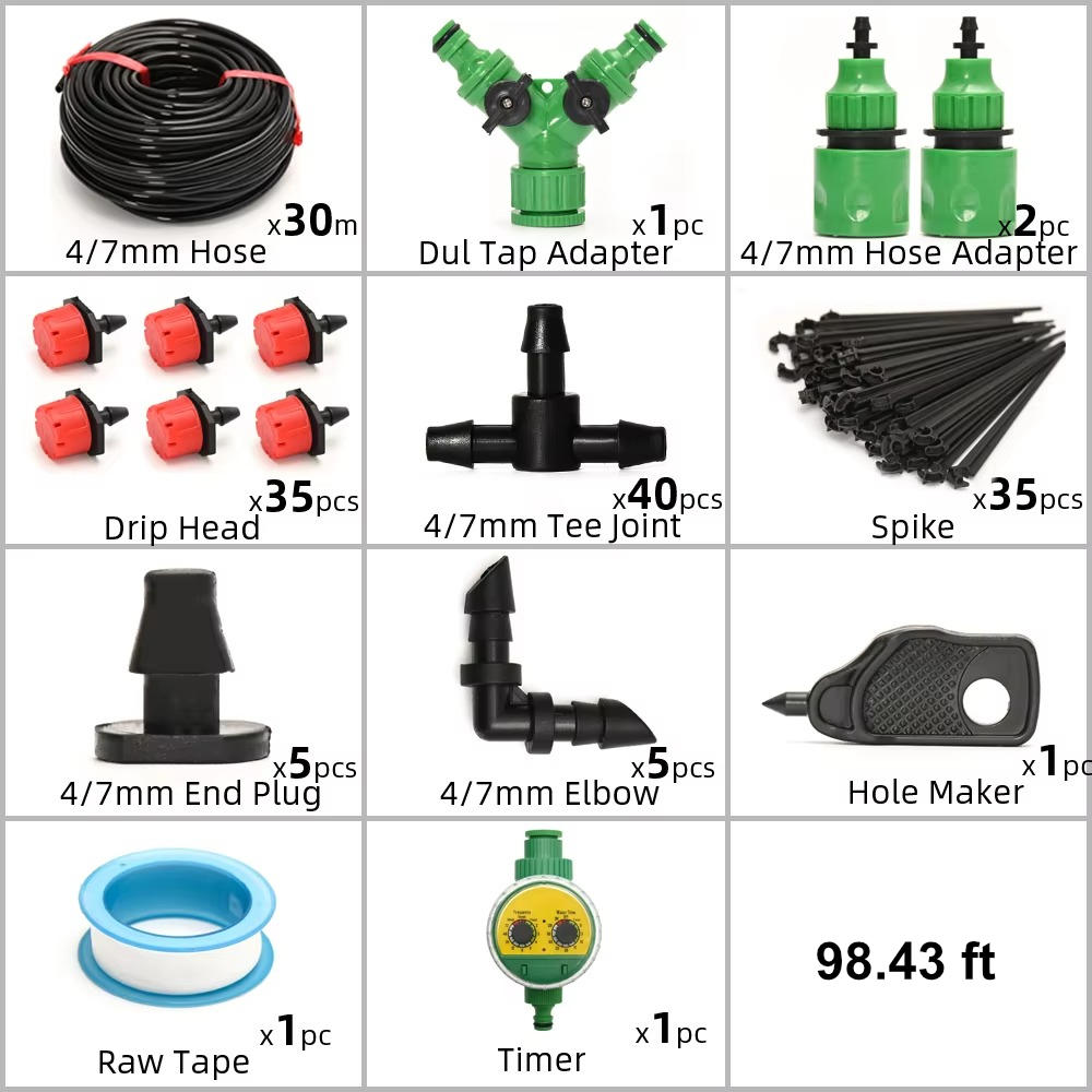 Automatic Garden Watering System with Programmable Timer and Pressure Regulator