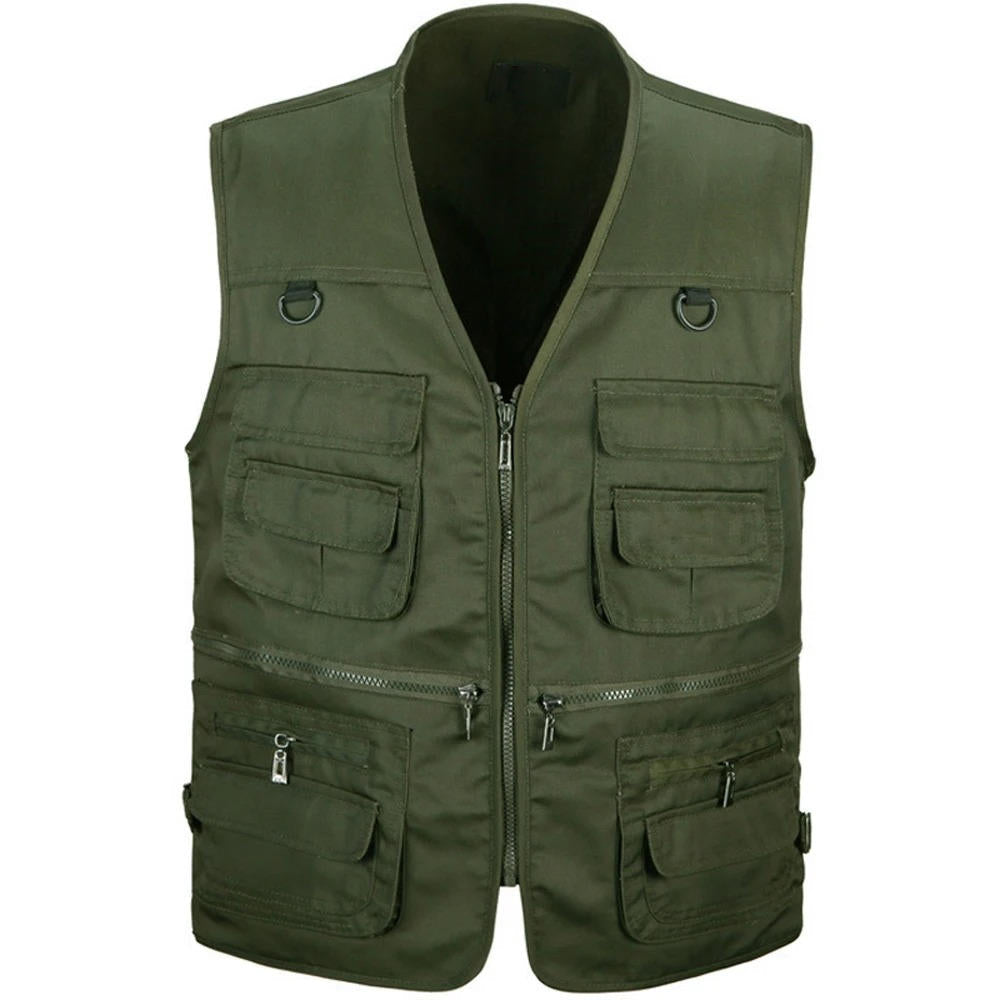 Sleeveless Hiking Vest with Multiple Zippered Pockets and Detachable Back Panel