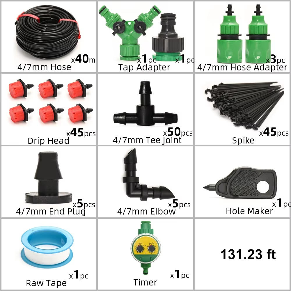 Automatic Garden Watering System with Programmable Timer and Pressure Regulator