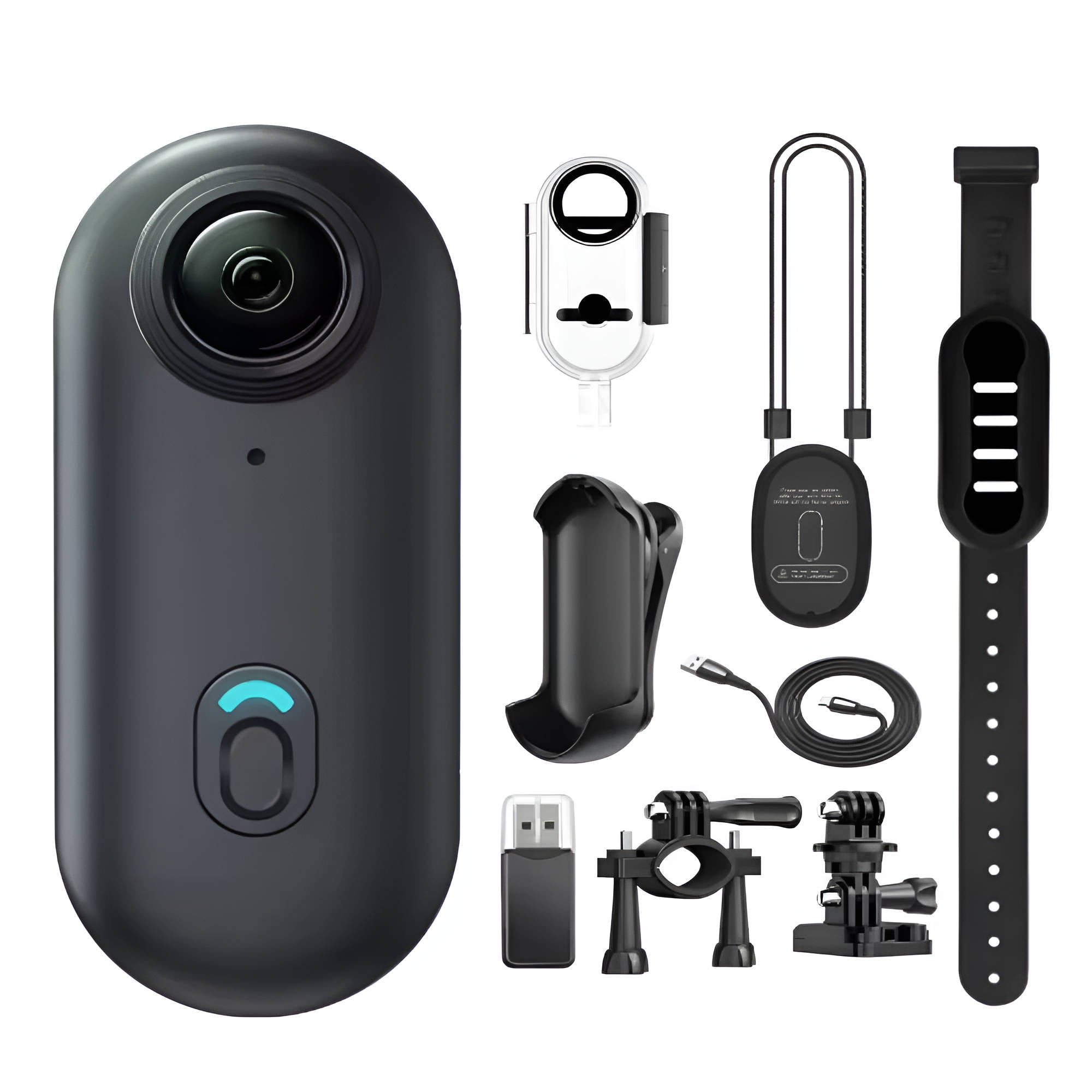 4K Compact Action Camera with 360 Rotating Clip and 7 Mount Accessories