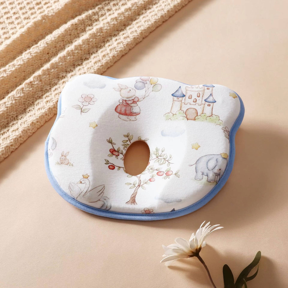 Infant Head Support Pillow with U-Shaped Cradle and Sweat-Absorbent Velvet Cover