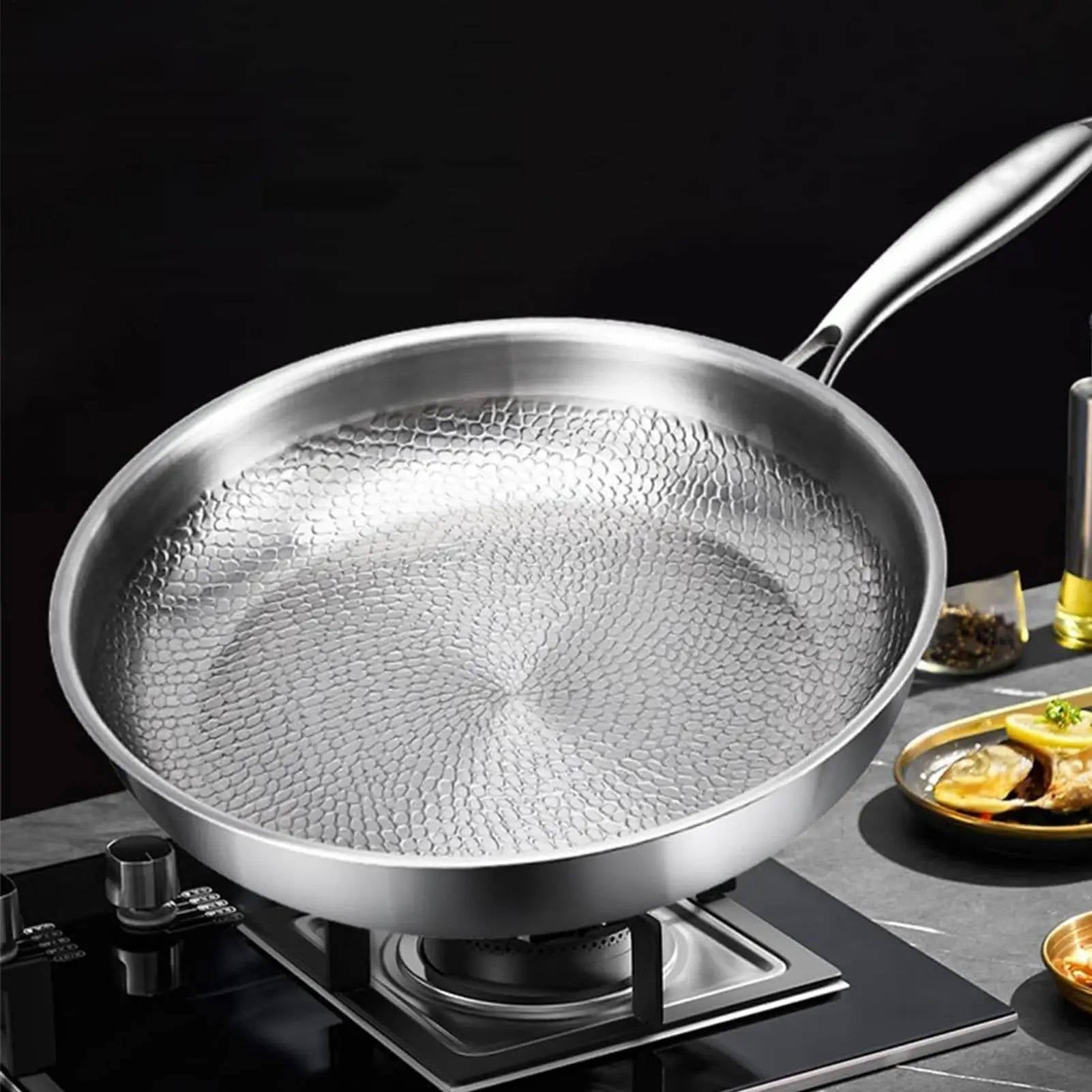 Titanium Steel Skillet with Fish Scale Texture and Thick Bottom for Even Cooking