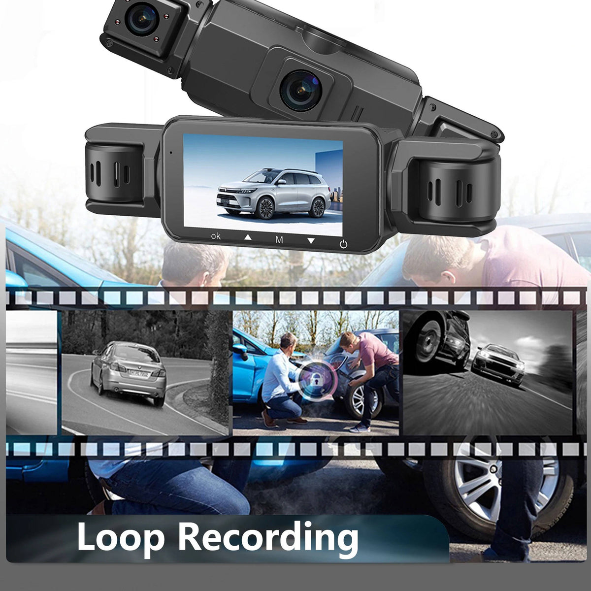 Four Camera Dash Cam System with Infrared Night Vision and Motion Detection