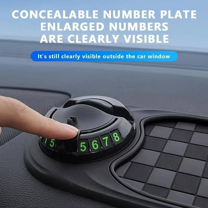 Dashboard Phone Holder with 360-Degree Rotation and Storage Compartments