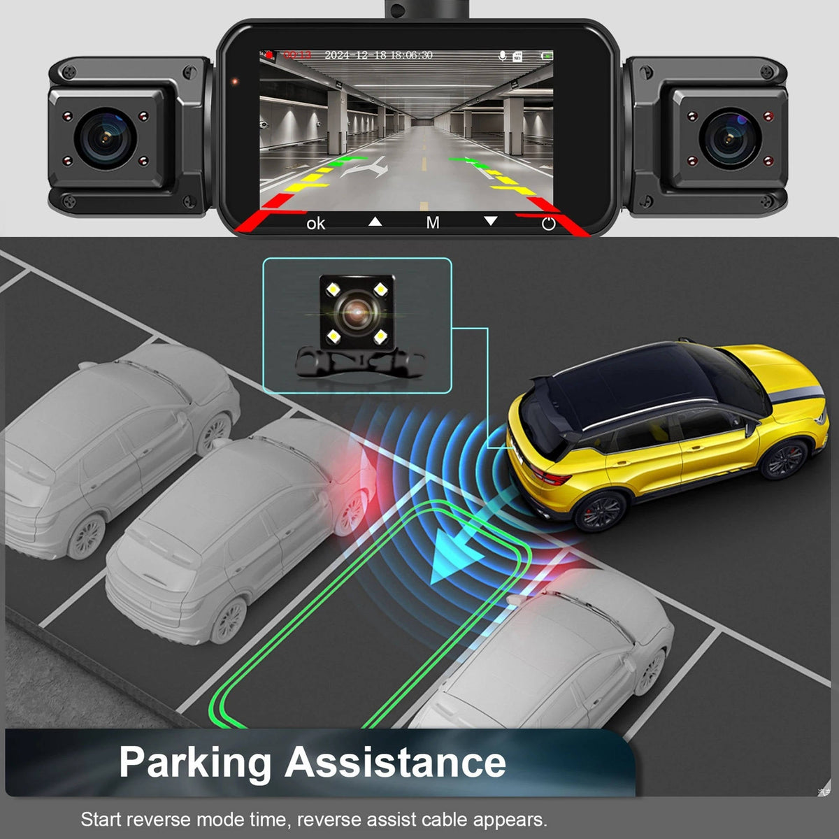 Four Camera Dash Cam System with Infrared Night Vision and Motion Detection