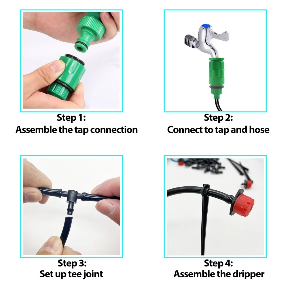 Automatic Garden Watering System with Programmable Timer and Pressure Regulator