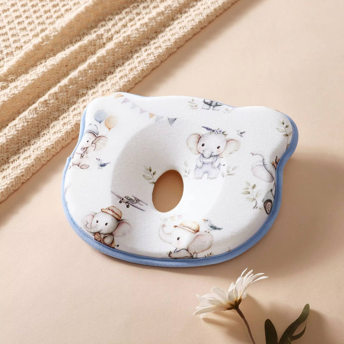 Infant Head Support Pillow with U-Shaped Cradle and Sweat-Absorbent Velvet Cover