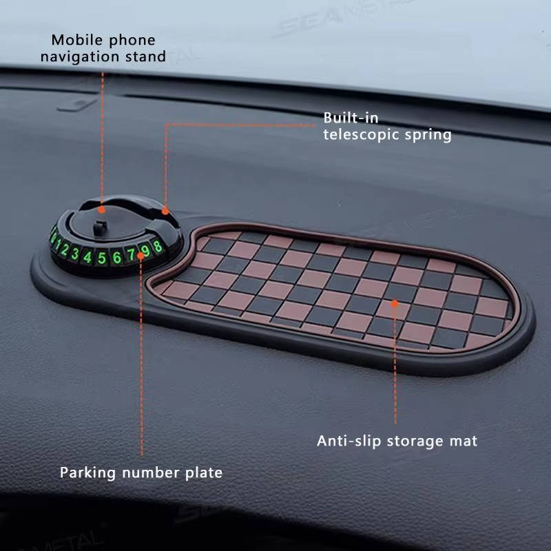 Dashboard Phone Holder with 360-Degree Rotation and Storage Compartments