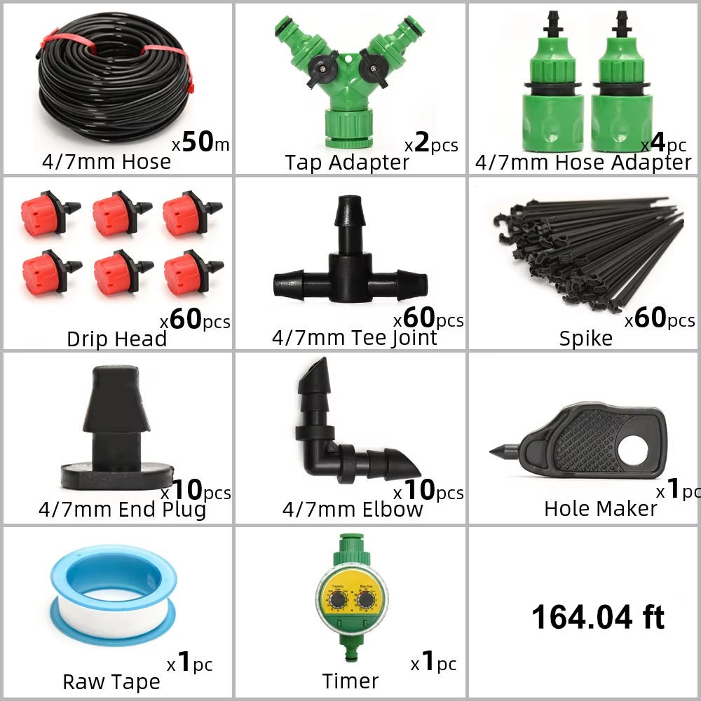 Automatic Garden Watering System with Programmable Timer and Pressure Regulator