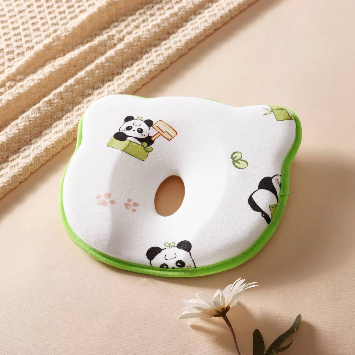 Infant Head Support Pillow with U-Shaped Cradle and Sweat-Absorbent Velvet Cover