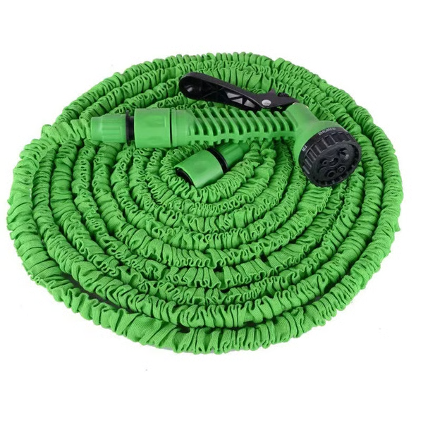 Expandable Garden Hose with Multi-Pattern Nozzle and Brass Connectors