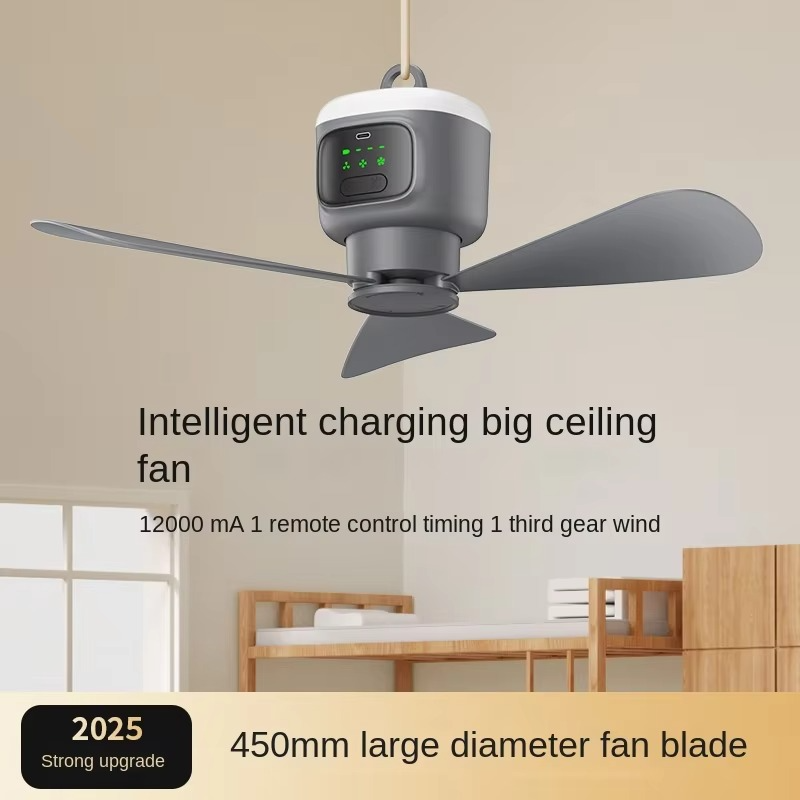 Rechargeable Ceiling Fan with Infrared Remote and 360-Degree Lighting, 30-Hour Battery