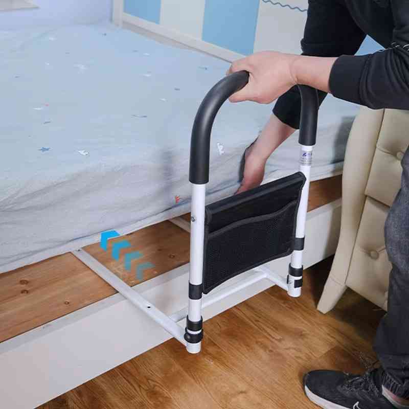 Bedside Support Rails with Dual Grip Handles and Storage Pocket, Adjustable Height